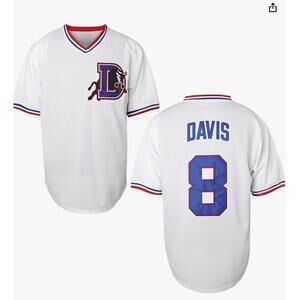 Bull Durham Baseball Jerseys Patch Crash Davis 8 Movie Baseball Shirt Size XS/S